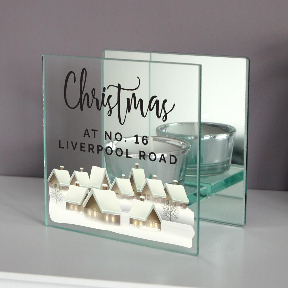 Personalised Christmas Village Mirrored Glass Tea Light Holder Extra Image 2